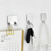 Self-Adhesive Wall Hooks Holder Stainless Steel Towel Holder Multi-Purpose Hook Clothing Hats Bag Key Hanger Hook Home Organizer