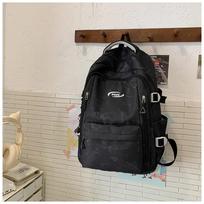 Large capacity Campus Schoolbag for Girls  Korean Version  Simple Tie Dyed Backpack for High School Students  Ins Style  Japanese Style Backpack . black