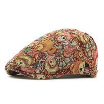 Autumn Winter Jacquard Beret Women British Vintage Peaked Cap Bear Print Cap rožinė