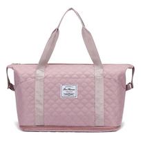 Dry-wet Separation Sports and Fitness Bag, Multi-pocket Diamond-shaped Embroidered Thread, Large-capacity Travel Bag with Handle and Shoe Compartment