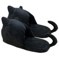Jaukios juodo katino šlepetės su aukštais kulniukais: Šilti, minkšti ir neslystantys One Size, Sole 28cm black