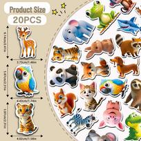 20-Piece Set: Cute 3D Animal Refrigerator Magnets, Waterproof Cartoon Magnetic Stickers, Decorative and Soft.