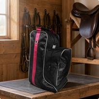 Equestrian Boot Bag Black Upright Storage Patterned Textile for Equestrians, Riders