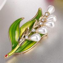 Enamel Pearl Leaf Brooch  Brooch Brooch Ladies Collar Jewelry  Products AVE
