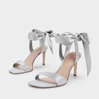 Fashion French Fairy Wind with Sandals Women 2025 Summer New Open Toe Square Thin Head with Bow Satin Fashion High Heels 35