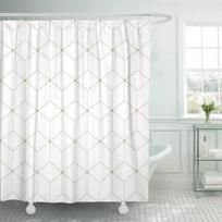 Color Geometric Shower Curtain Set Mid Century Modern Retro Drop Shapes Abstract Art Bathroom Polyester Fabric Curtains Hooks 90x180cm-35x70in