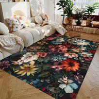 BOTANICA Balkono Mielų Gėlių Kilimas Vandeniui Atsparus Neslystantis Grindų Kilimėlis Svetainės Kilimas Juodas Baltas Modernaus Meno Stiliaus Namų Dekoras 80*120cm gray