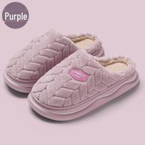 2024 m. Naujos storapadės neslystančios pliušinės namų šlepetės vyrams ir moterims, idealios rudeniui ir žiemai Size 36-37 (23cm inside length) violetinė