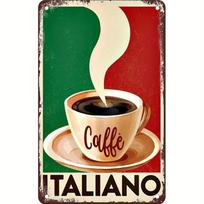 ARTDECOCAFFEZ Art Deco Iron Sign Vintage Italian Coffee Plaque for Kitchen Bar Cafe Wall Decor 20x30cm