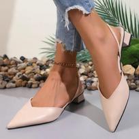Women's Shoes Temperament Pointed Tip Single Shoes Fashion Shallow Mouth Low-heel Sandals Non-slip Flat Sandals Zapatos De Mujer 36