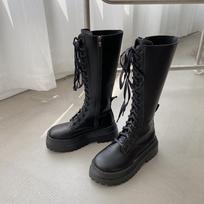 Women Boots 2026 Autumn Round Toe Chunky Platform Motorcycle Boots Fashion Retro British Style Wedges High Top Boots Botas Mujer 35