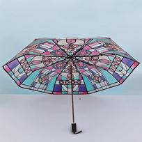 Automatinis Bažnyčios Retro Skaidrus Didelis Skėtis Vitražinis Skaidrus Skėtis Romantiškas Saulėtas Dvigubas Naudojimas Lietaus ir Šviesos 8K gray