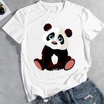 Panda Animal Graphic T-shirt Clothing Cartoon O-neck Casual Summer Fashion Women Top T-shirt Short Sleeve Lady Female Print Tee S