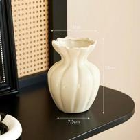 French Creative Ceramic Vase Cream Wind Ornament Living Room Flower Arrangement Water Flower Home Dining Table Decoration dai fei small [cream]