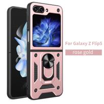 For Samsung Z Flip5 Case Galaxy Z Flip6 Cover Z Flip 7 6 5 Magnetic Ring Holder Armor Phone Case Slide Camera Protect Back Cover Galaxy Z Flip7
