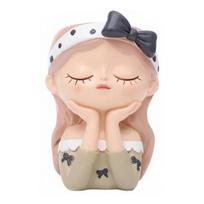 Cute Girl Face Planter, Resin Girl Head Planter, Decorative Small Plant Pot for Succulents Cactus Desk Balcony Decor A