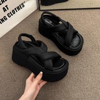 Girls' Roman Sandals 2026 Summer New Platform Height Increase Soft Sole Beach Shoes Outdoor Fashion Comfortable Casual Shoes 35