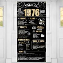 50th Birthday Decorations Back In 1976 Door Banner for Men Women, Black Gold Happy 50 Birthday Door Cover Party Supplies, Fifty Year Old Bday 20X30CM