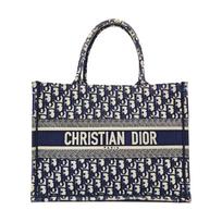 [Pre-Owned] Book Tote Medium Blue Canvas Embroidered Monogram Handbag - Good #2S8J84 ONE SIZE