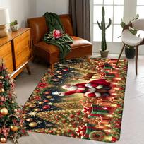 1Pcs Anti Fatigue Kitchen Rug, \Xmas Santclaus And Reindeer Print Waterproof Non-Slip Thick Cushioned Mat Comfort Standing Mat 40*60cm