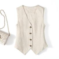 Fashion Summer Sleeveless Women Vest Thin Slim Fit V-neck Short Suit Tank Tops Loose Office Solid Color Irregular Shirts Elegant Waistcoat Short Coats M