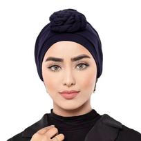 Indian Knot Turban Hat Women Muslim Hijab Beanies Bonnet Hair Loss Headscarf Stretch Head Wrap Handband Chemo Cap Turbante Mujer tamsiai mėlyna