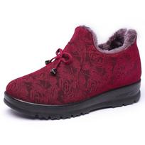 New Women's Cotton Boots with Thickened Fleece for Warmth and Anti-slip Cotton Shoes on One Foot 35