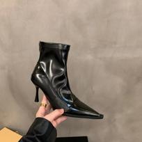 High Heel Women Short Boots Zippers Shoes Retro Style Autumn Winter Pointed Toe Ladies Dancing Party Prom Shoes 35