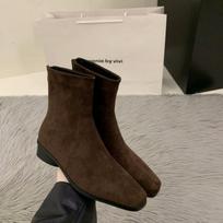 Autumn New Women Fashion Suede Ankle Boots Top Quality Woman Back Zipper Low-Heeled Shoes Ladies Elegant Morder Short Boots 36