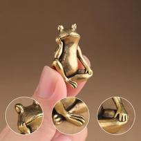 Žalvarinė mąstanti varlė figūrėlė Vintažinė varlė Gyvūno vario statulėlė Ornamentai Biuro namų dekoracija Stalo ornamentai Amatai