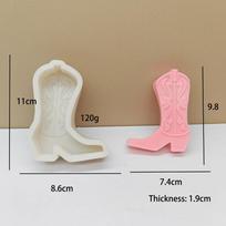 DIY 2D Cowboy boot shaped candle silicone mold carved pattern shoes resin gypsum mold Christmas decoration gift