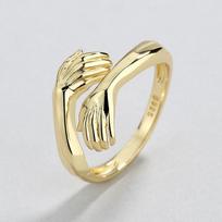 Unisex Adjustable Open Hug Ring - European & American Creative Couple Design Open Adjustable auksas