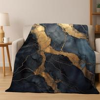 Luxurious Marble Colorful Gold Black Flannel Blanket Soft Warm Blanket Throw Blanket for Bedroom Living Room Bed Travel Picnic 75x90cm