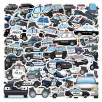 10/30/60PCS Kawaii Police Car PVC Sticky Stickers Aesthetic DIY Colored Phone Laptop Luggage Skateboard Graffiti Decals