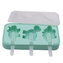 3 Holes Ice Cream Silicone Moulds DIY Ice for Pop Molds Popsicles Moulds Food Grade Moulds Dinosaur Shape Baking Accesso