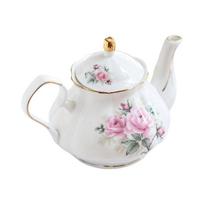 Elegant Floral Embossed Ceramic Teapot With Gold Trim Ergonomic Handle Porcelain Tea Pot Perfect For Family Gatherings