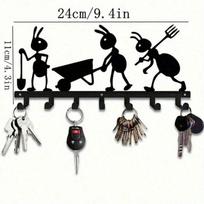 Ant Metal Key Holder Wall Mount 7 Hooks Modern Key Organizer Entryway Storage Rack Space Saving Home Decor Gift TY7143