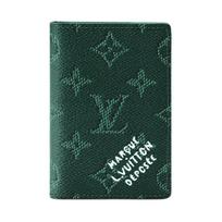 Louis Vuitton Pocket Organizer Epicea Monogram Heritage Canvas Men Wallets Green M26844 Gift Set(Basic Set+Box+Shopping Bag)