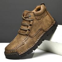 Handmade Leather Men Boots Classic Handmade Ankle Boots Men Classic Flats  Moccasins Comfortable Soft Motorcycles Casual Comfortable Soft Sole Non sli 39
