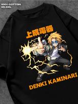 Denki Kaminari T-shirt Mens Tshirt Womens Tshirts with Letters Print Short Sleeves T-Shirt Casual Street Tee Shirt Top S