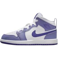 Jordan Air Jordan 1 Abrasion Resistant Mid top Children's Basketball Shoes Purple White Kids' DQ8424-500 33.5