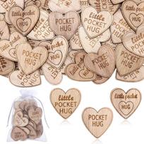 90Pcs Wooden Round Pocket Hug Token Gift Bulk With 3 Pcs Organza Bags For Family Birthday Celebration