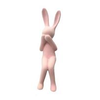 Macaron Color Bunny Statue, Soft Touch Flocked Resin Hare Figurine, See No Evil Design Minimalist Pastel Ornament for Home Office Decor Relaxing Gift rožinė