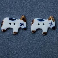 UK Handmade Ceramic Puppy Buttons - Cute Matte Jingdezhen Clothing Accessories for DIY and Windbreakers
