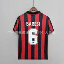 Wholesale sports outdoor retro series AC Milan jersey No. 22 Kaka No. 80 Ronaldinho same football jersey short sleeves S（158-165）
