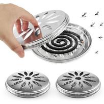 3 Mosquito Coil Brackets, External Mosquito Spiral Door, Stainless Steel Mosquito Spiral Box, Used for Home, Garden, Camping AVE