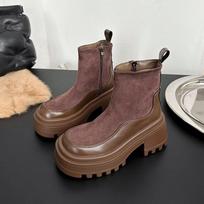 Vintage Platform Thick Bottom Women Ankle Boots Female Height Increase Short Booties Fashion Autumn Winter Women's Shoes 35