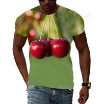 Summer Round Neck 3D Fun Fruit Pattern Print Top Fashionable Casual Short Sleeved Men's T-shirts 6XL