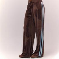 Women's Wide Leg Side Strips Velvet Lace Belt Elastic Waist Jogging Pants Casual Home Pants Women Caramel Color S