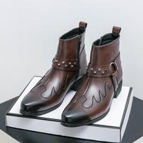 Fashion Luxury Brand Men's Boots Fashion Side Zipper Chelsea Leather Boots Classic Gentleman Pointed Business Office Casual Dress Boots 38